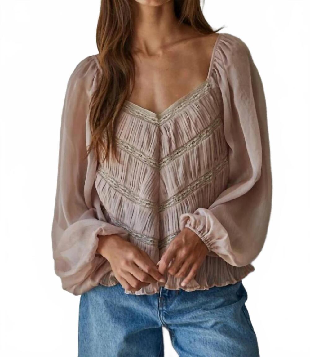 NEW BY TOGETHER long sleeve see through top in dusty mauve